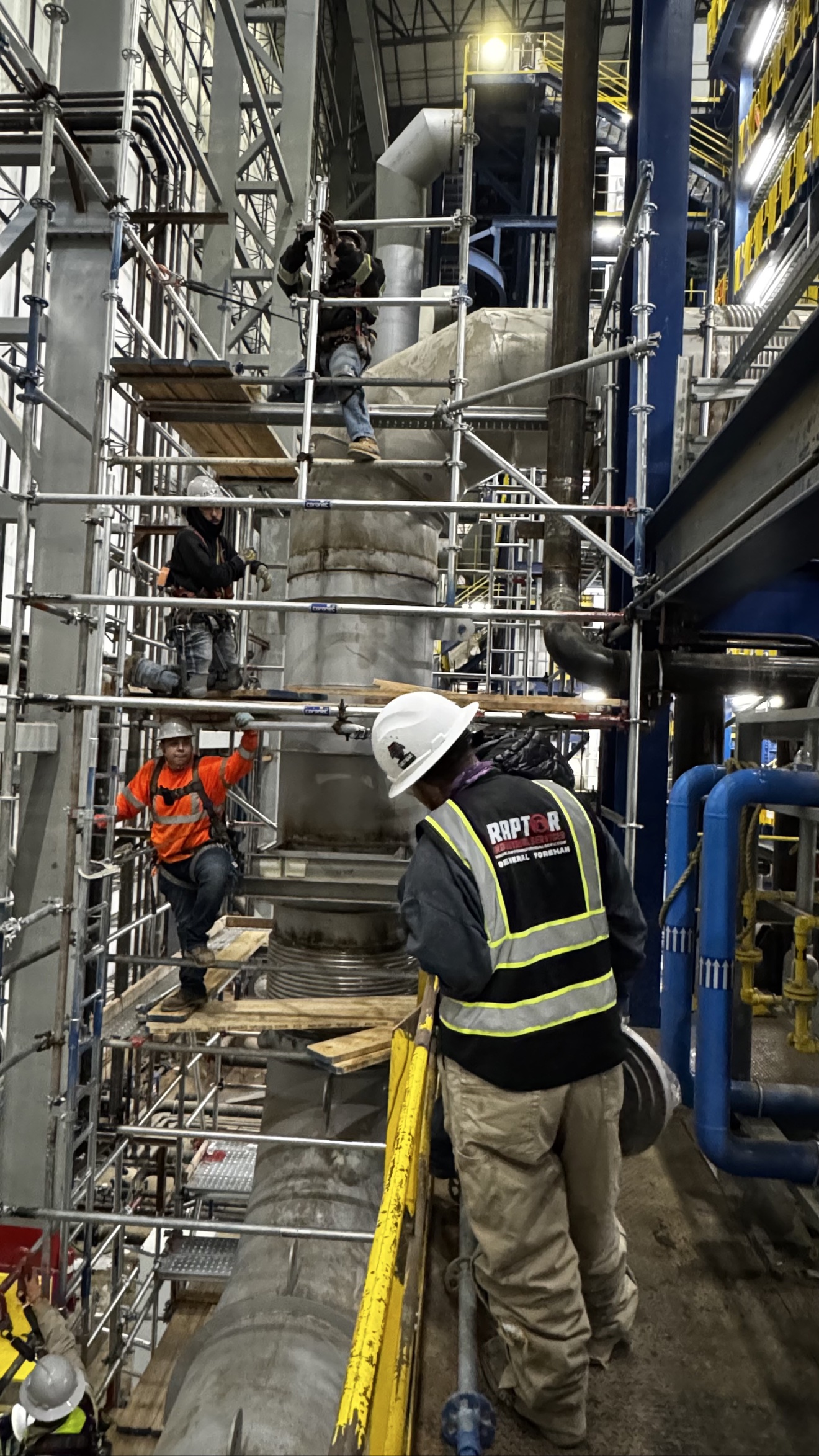 Industrial scaffolding access and Raptor field crews