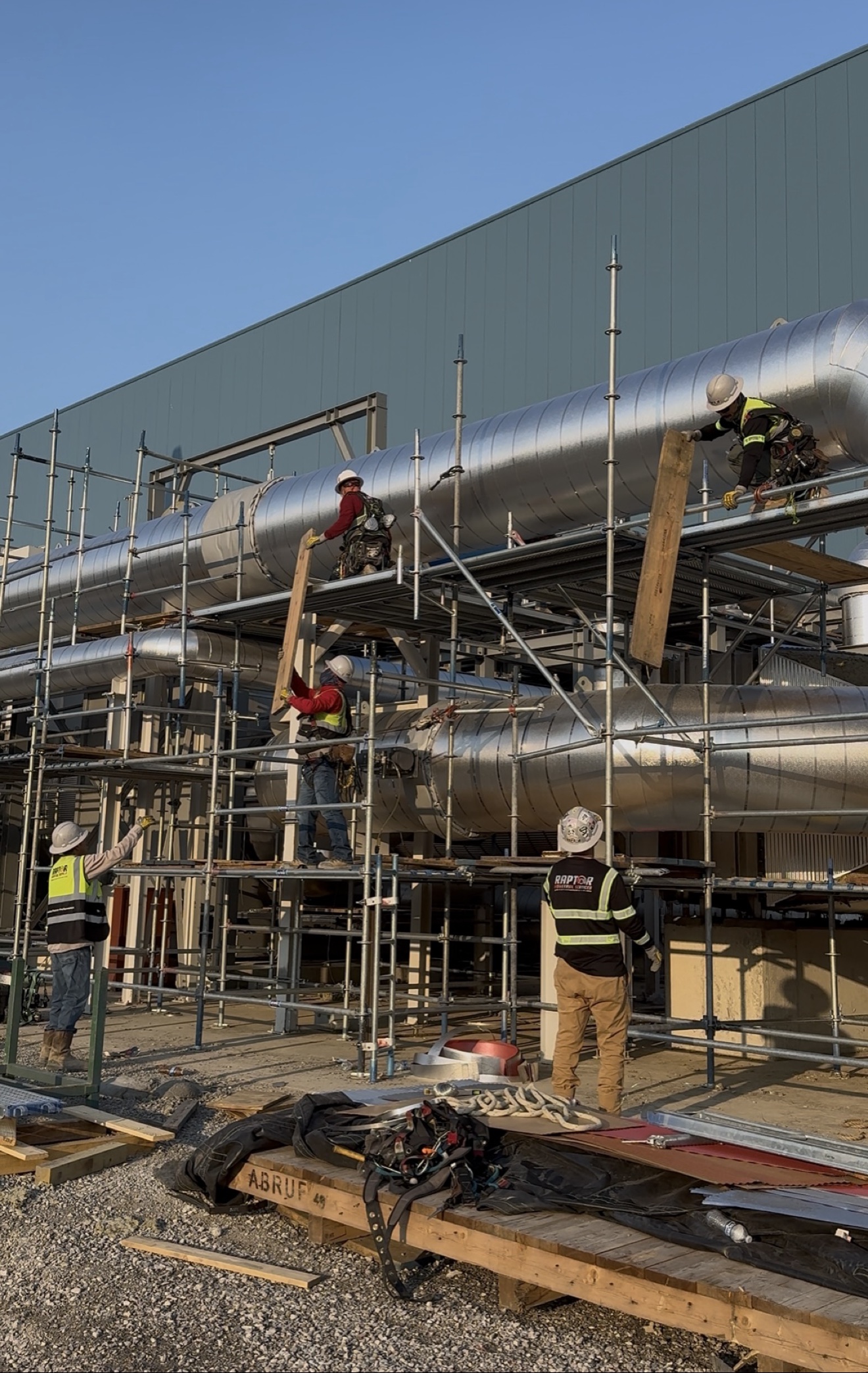 Industrial scaffolding access and Raptor field crews